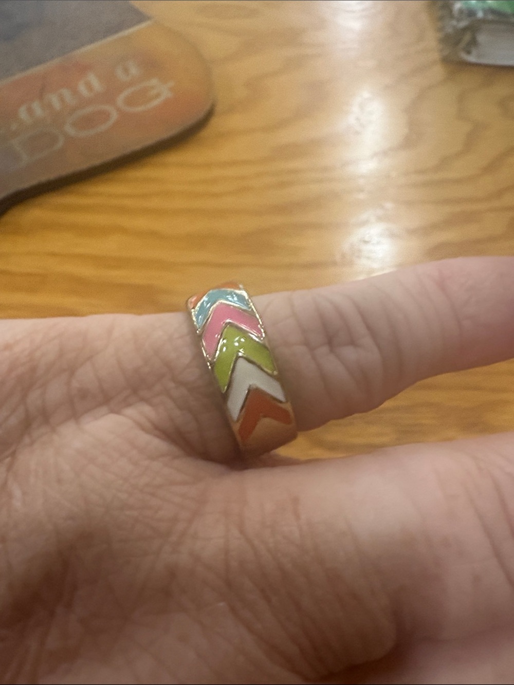 Colorful Chevron Enamel Band Ring - Multicolor